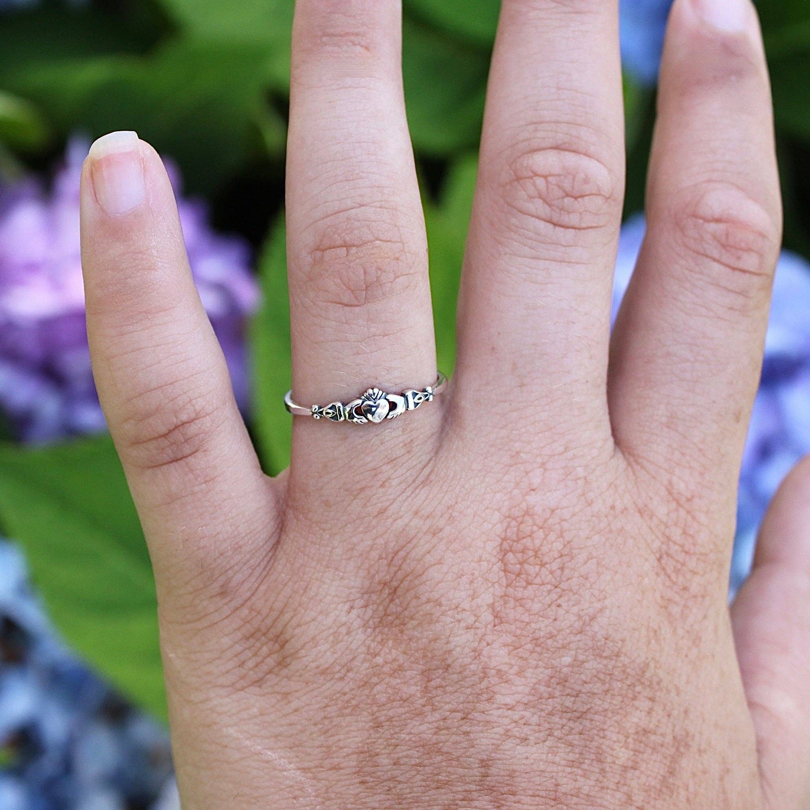 Tiny Claddagh Ring in Sterling Silver