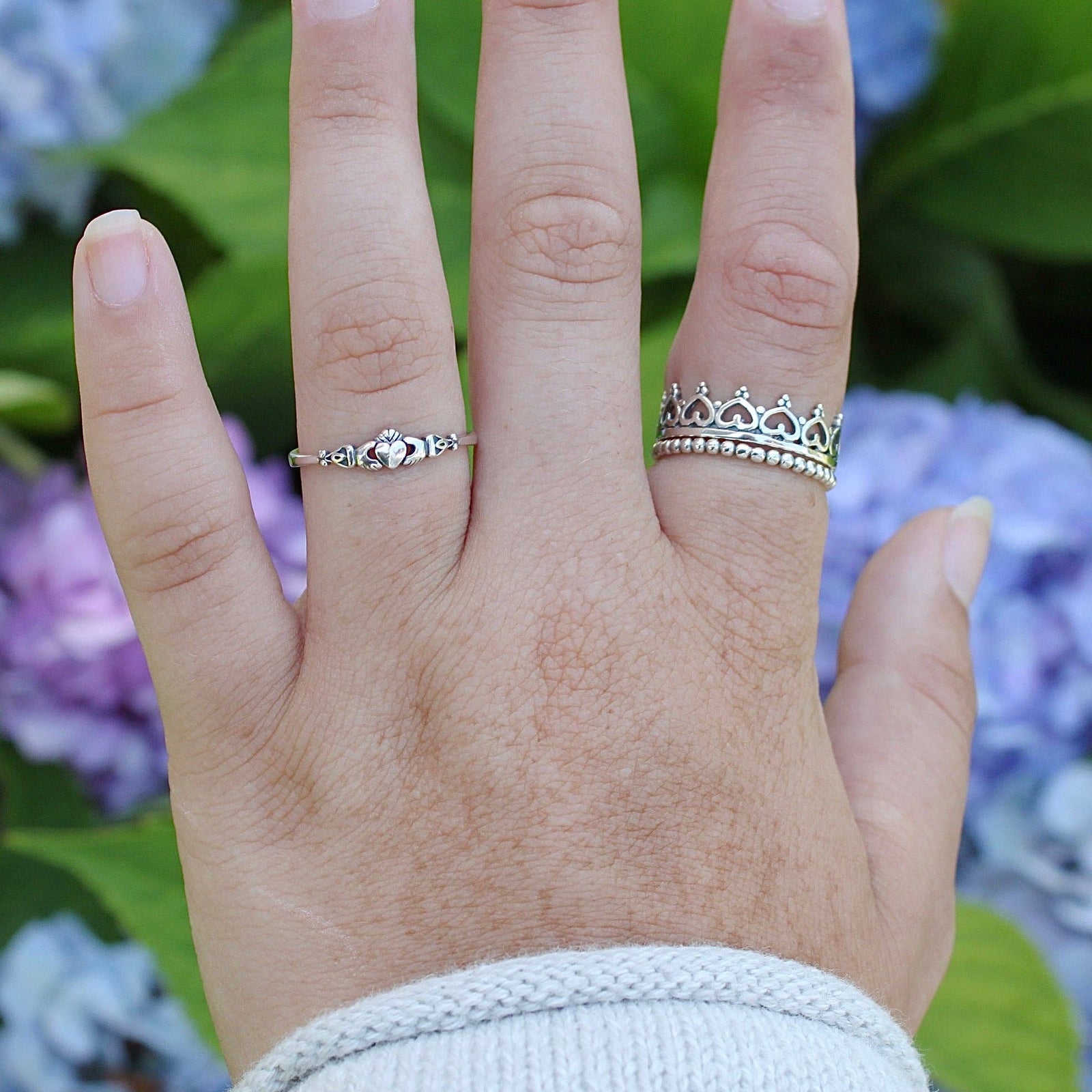 Tiny Claddagh Ring in Sterling Silver