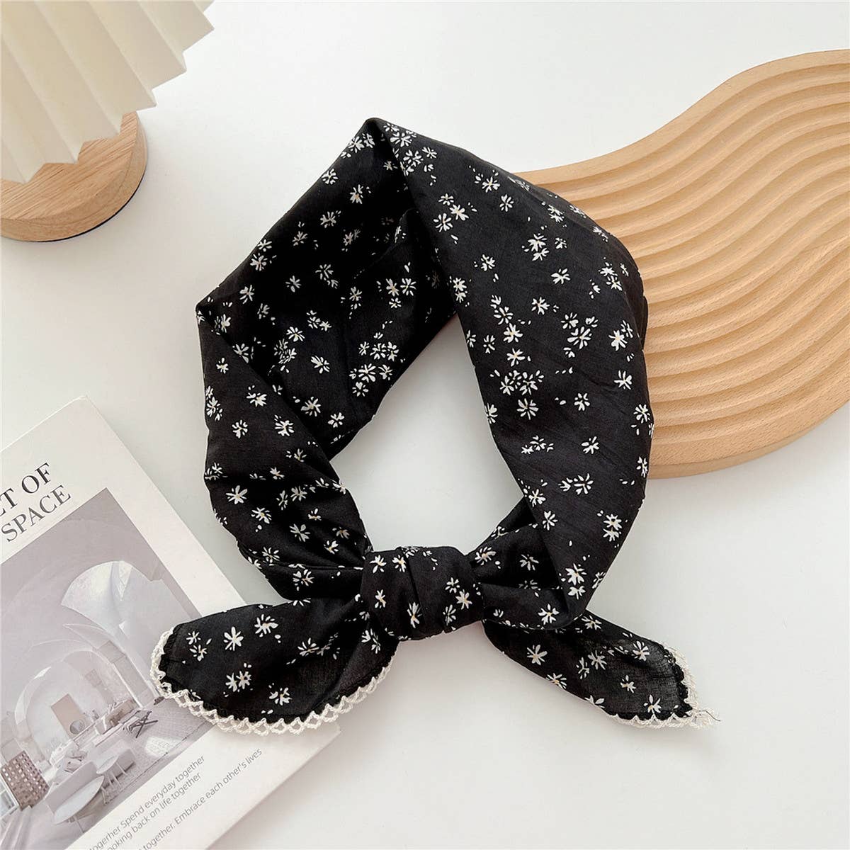 Picot Trim Bandana Scarf