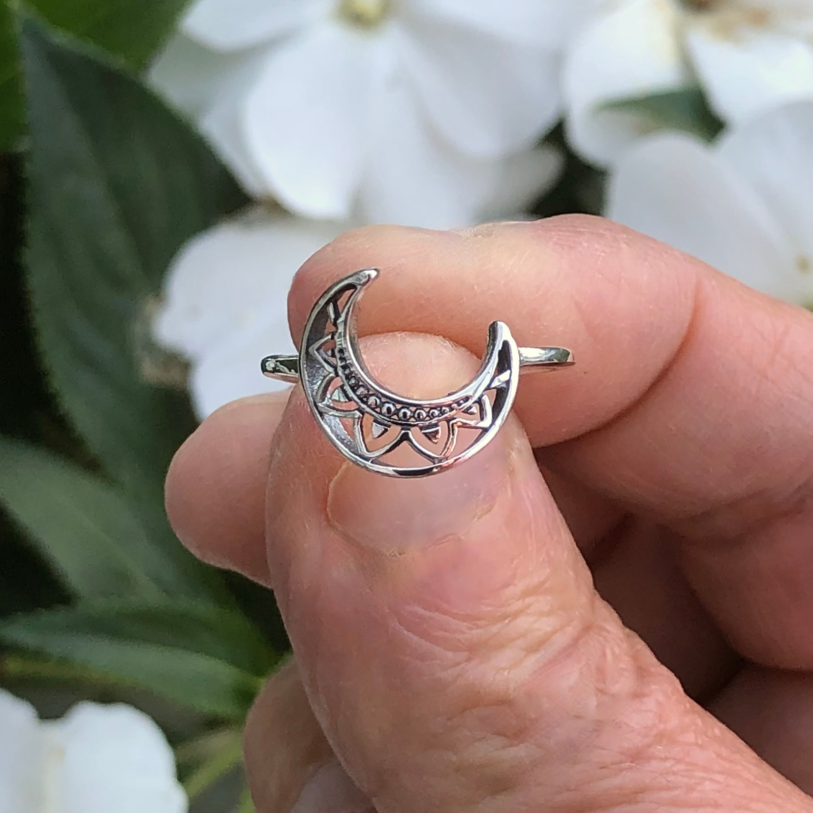 Sterling Silver Crescent Moon Ring