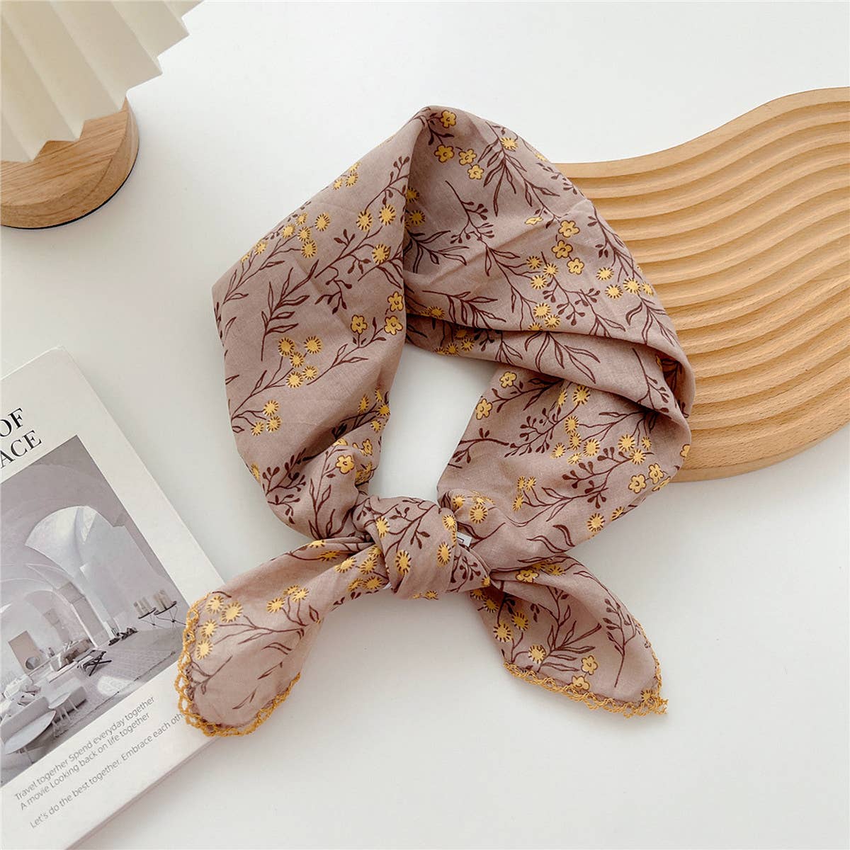 Picot Trim Bandana Scarf