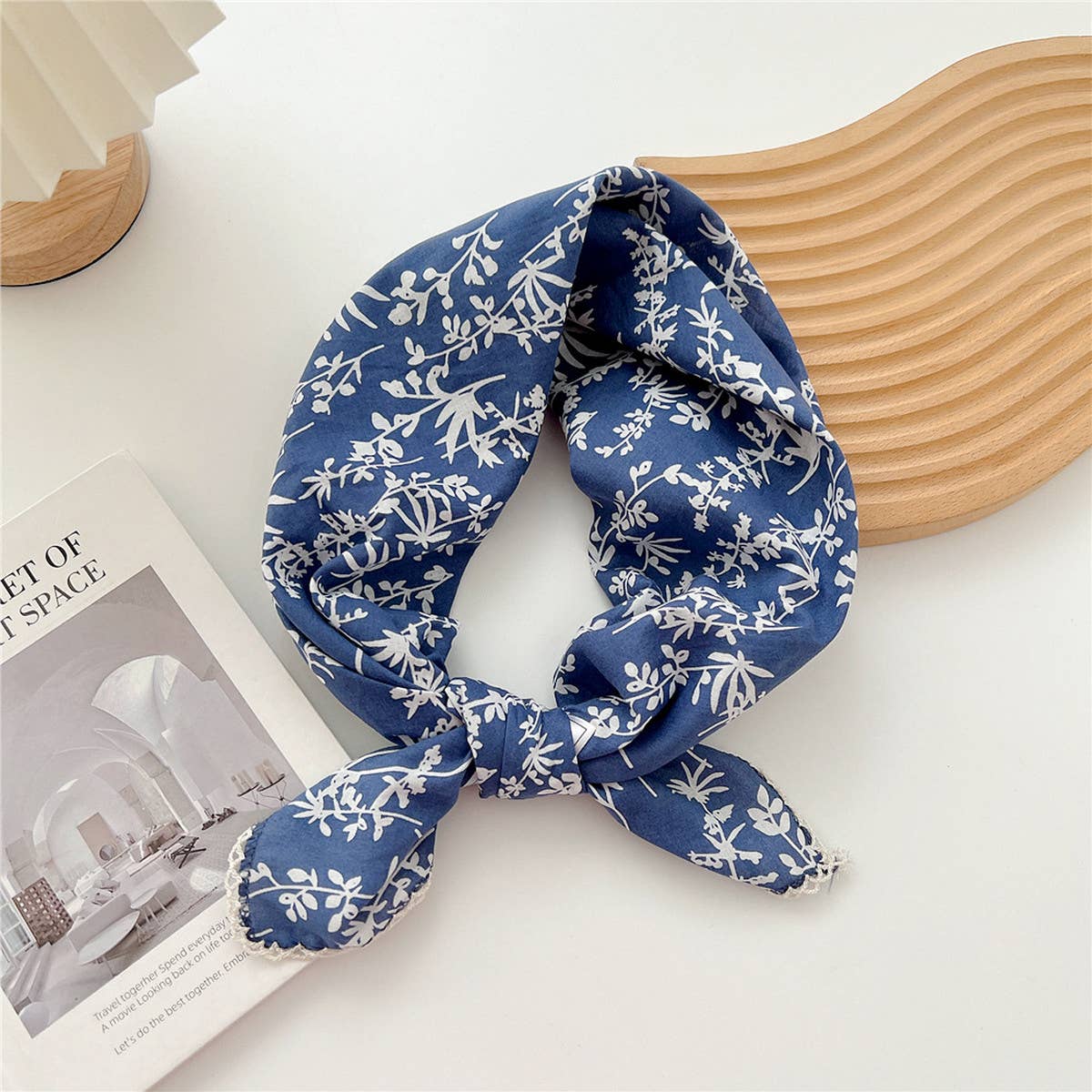 Picot Trim Bandana Scarf