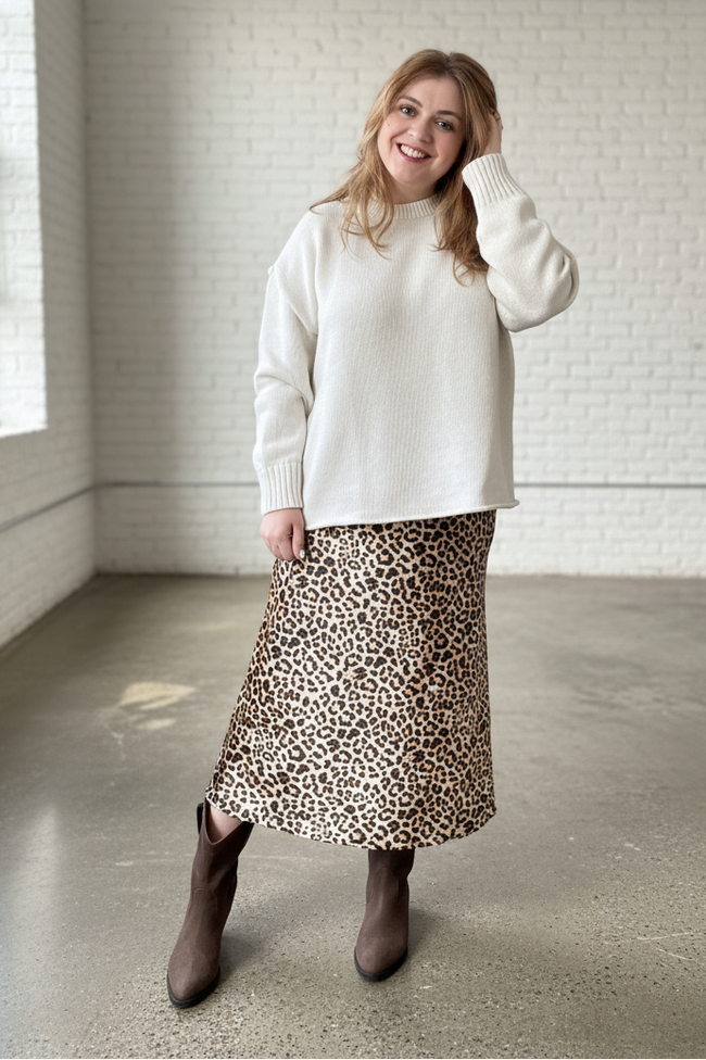 Animal Print Satin Skirt