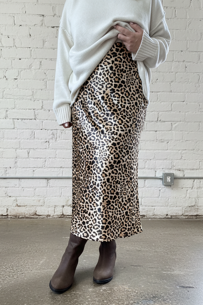 Animal Print Satin Skirt