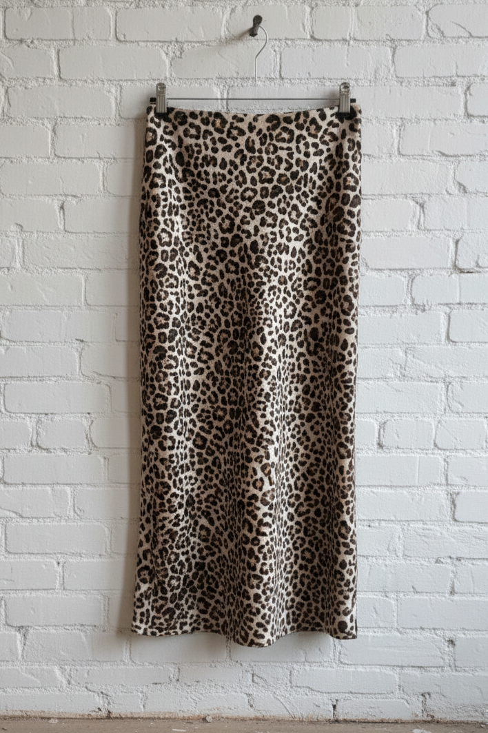 Animal Print Satin Skirt