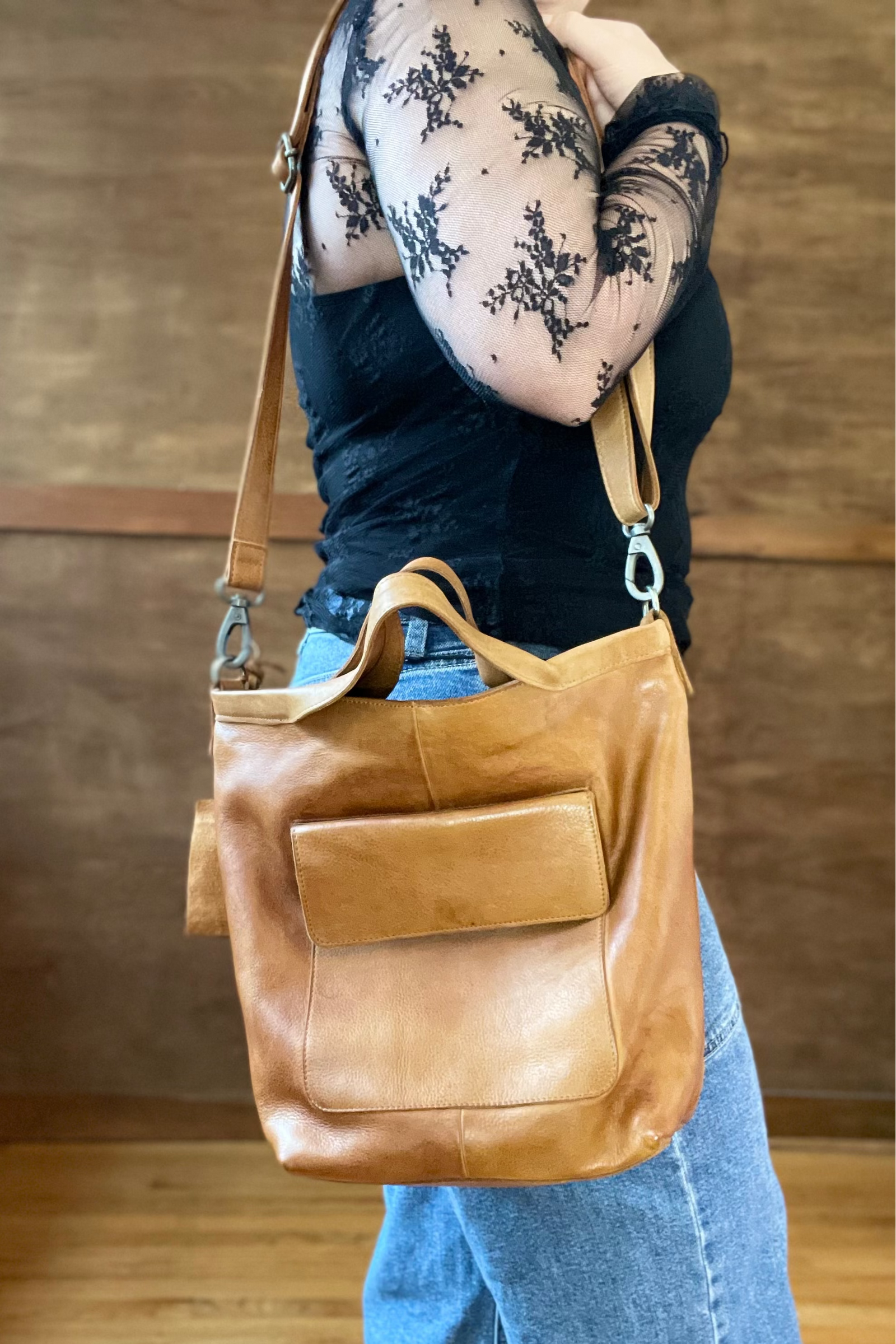 Bianca Handcrafted Leather Crossbody Tote