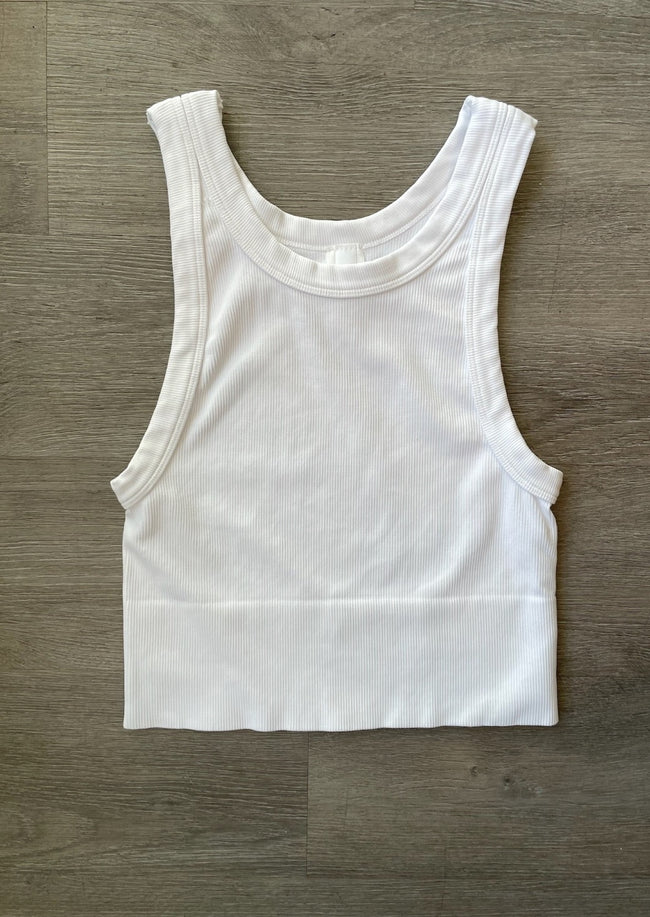 Ribbed High Neck Crop Top Brami