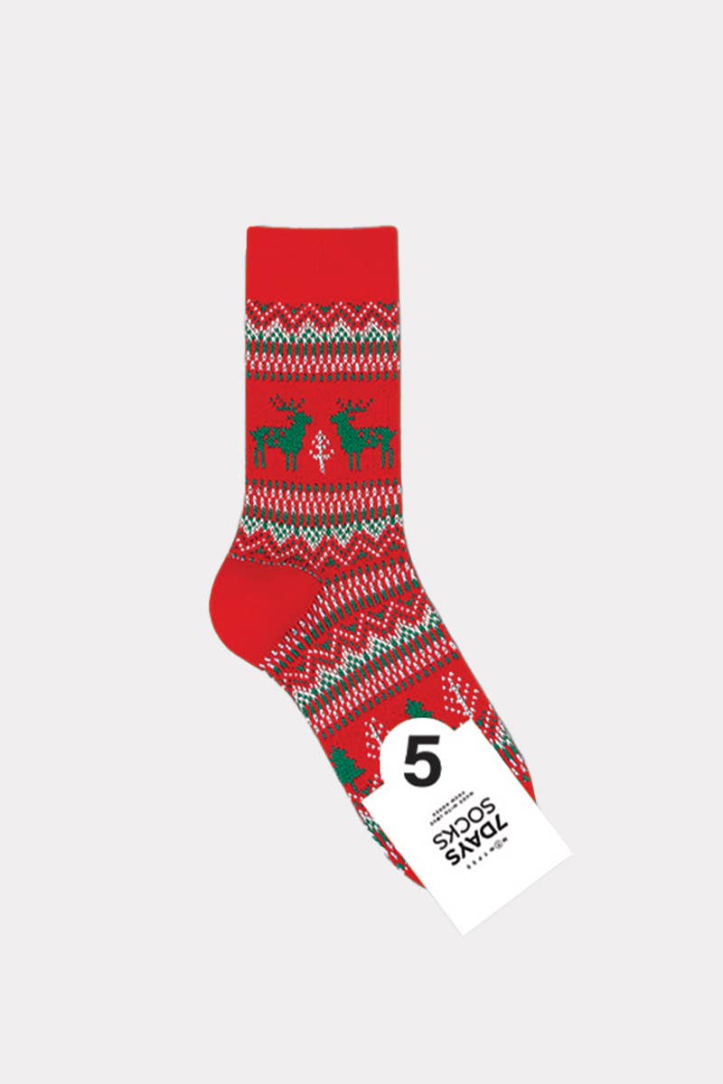 Deer Thick Stripe Crew Socks