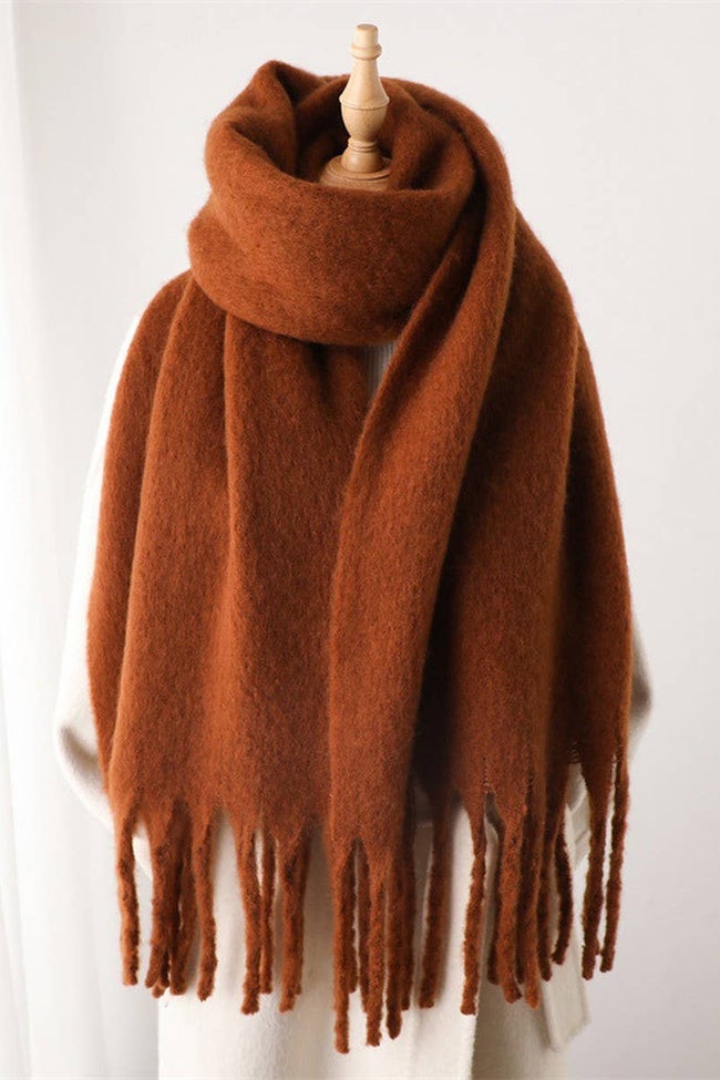 Solid Chunky Tassel Scarf
