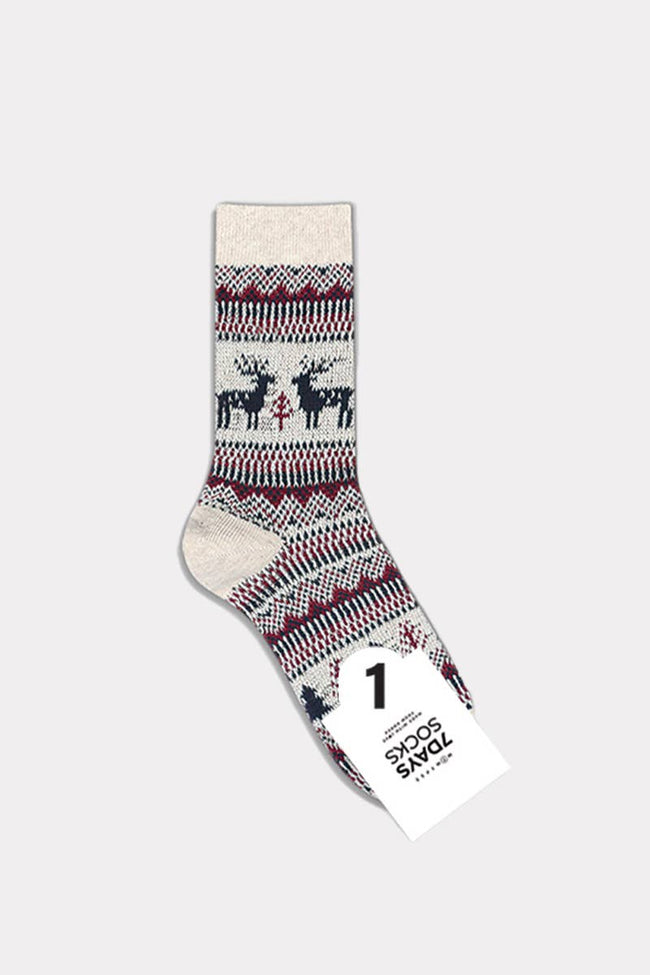Deer Thick Stripe Crew Socks