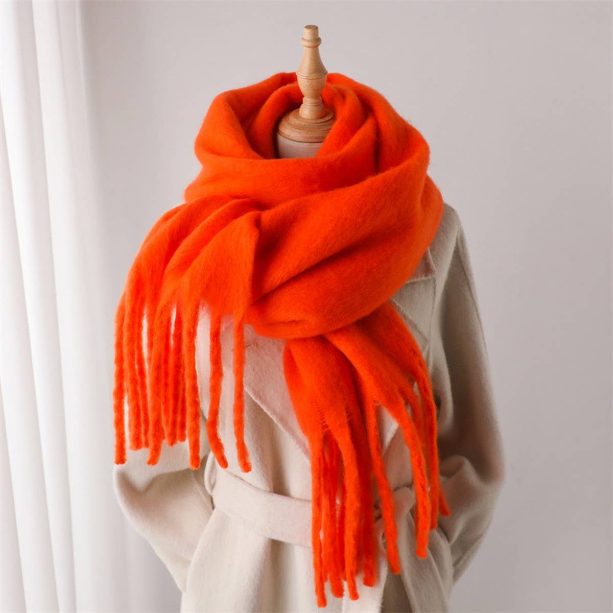 Solid Chunky Tassel Scarf