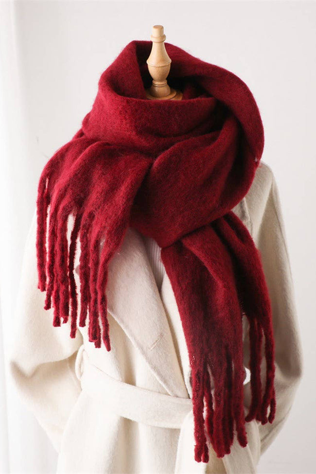 Solid Chunky Tassel Scarf