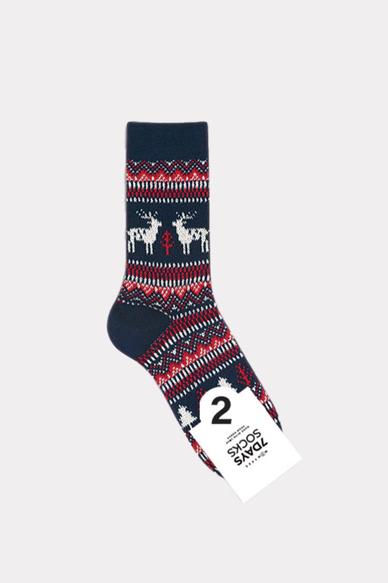 Deer Thick Stripe Crew Socks