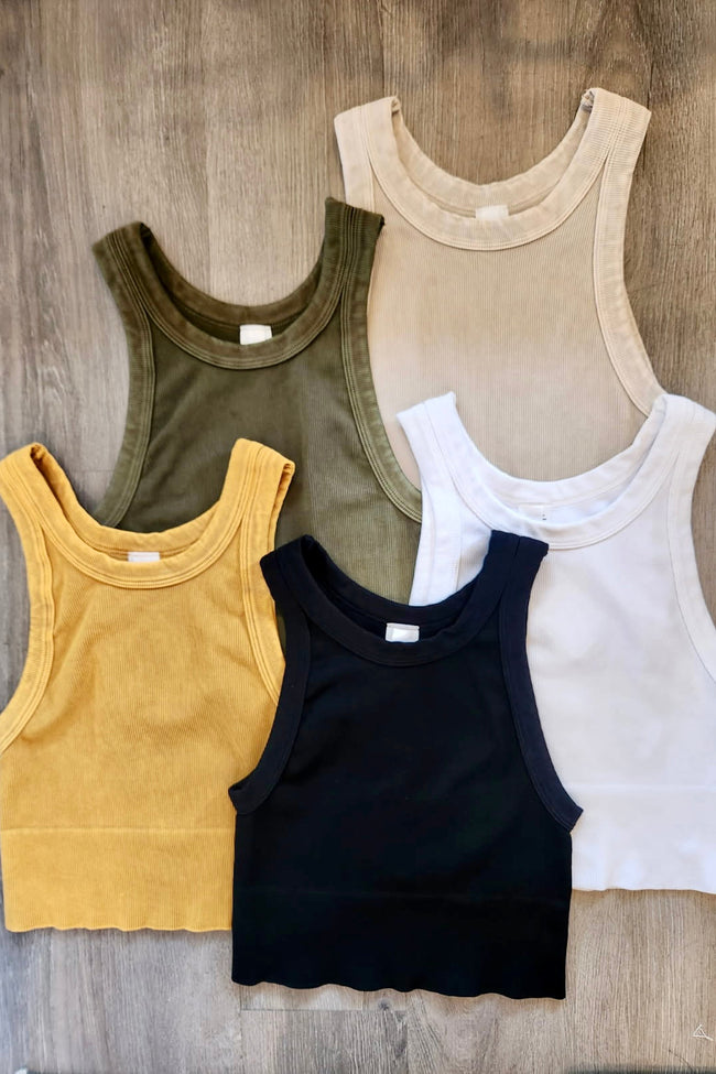 Ribbed High Neck Crop Top Brami