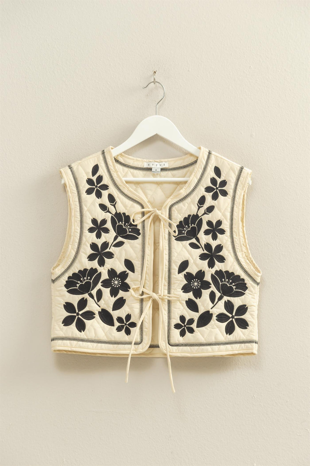 Floral Embroidered Quilted Vest