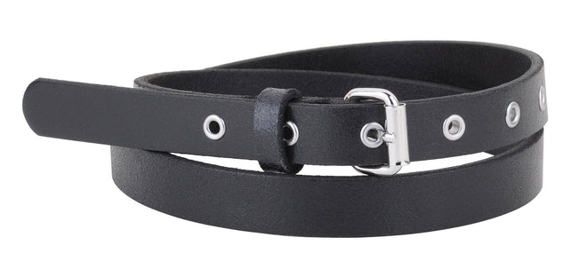 Final Sale - Skinny Grommet Leather Belt