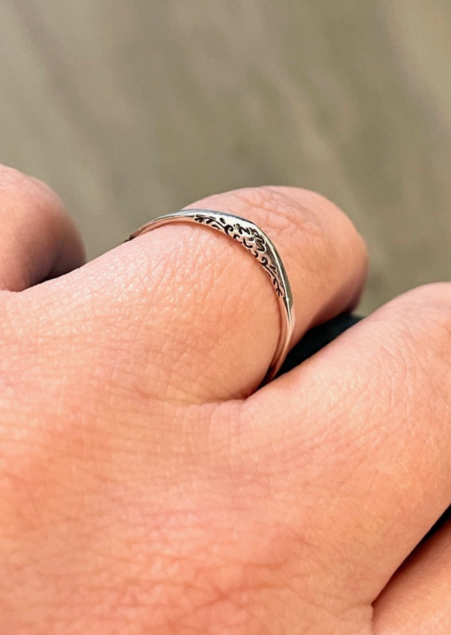 Delicate Three Sided Sterling Silver Ring