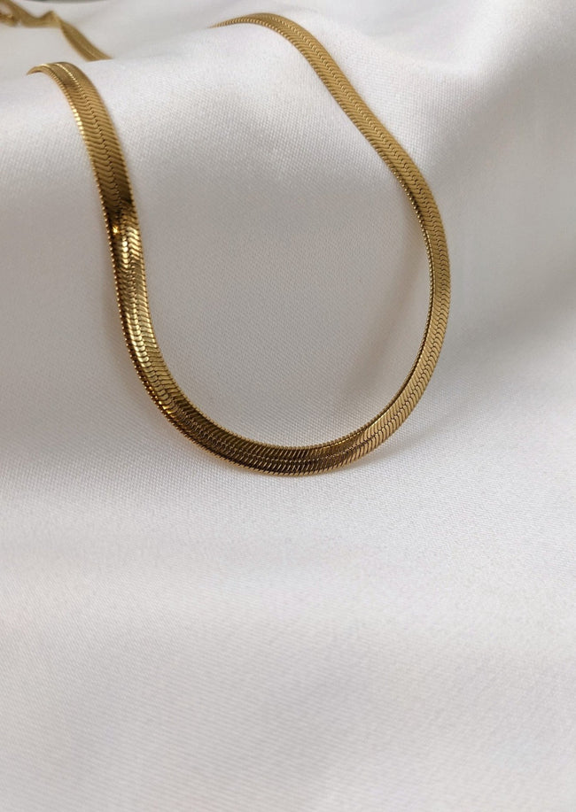 Gold Herringbone Necklace 18” by Layer the Love
