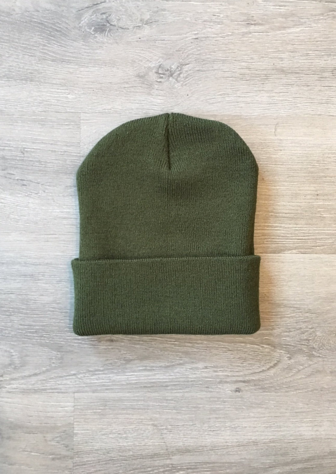 Made in USA Classic Cuffed Beanie Unisex Olive Green