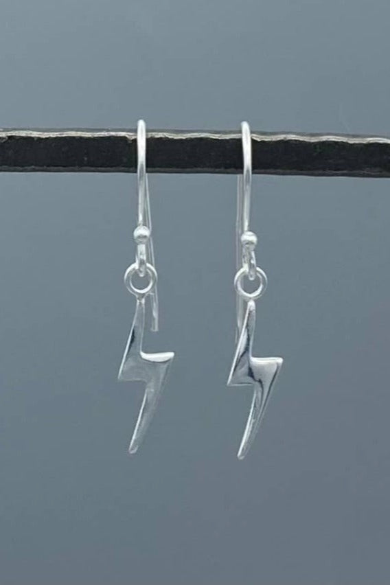 Dangle Lightning Bolt Earrings in Sterling Silver