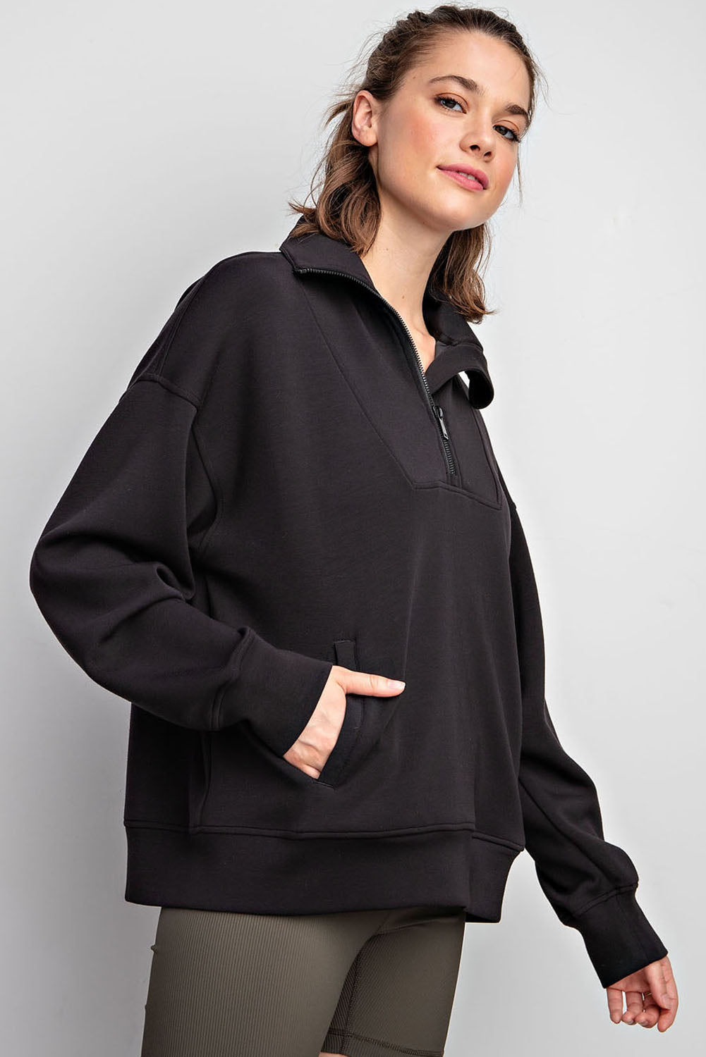 Luxe Quarter Zip Pullover Sweatshirt