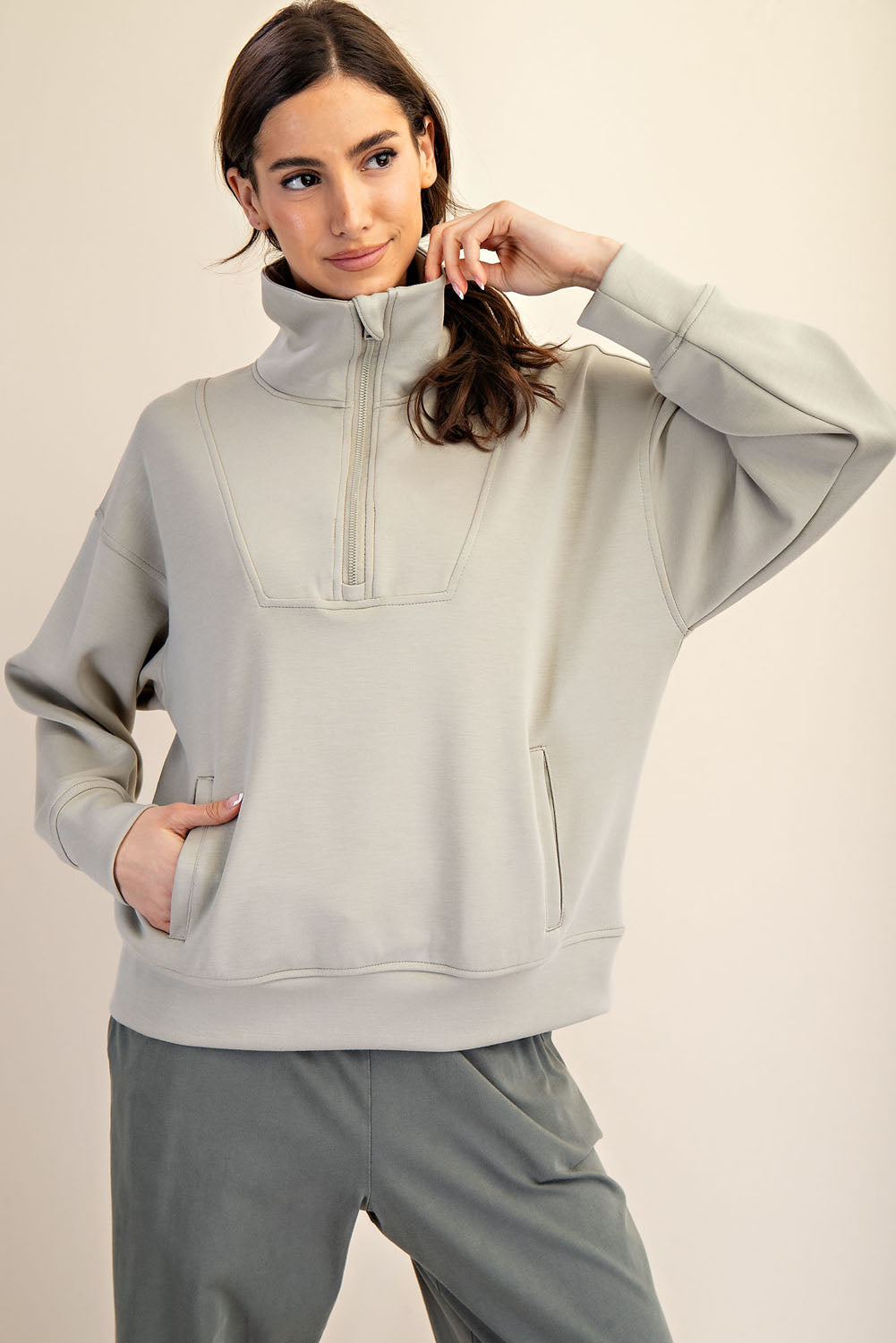 Luxe Quarter Zip Pullover Sweatshirt