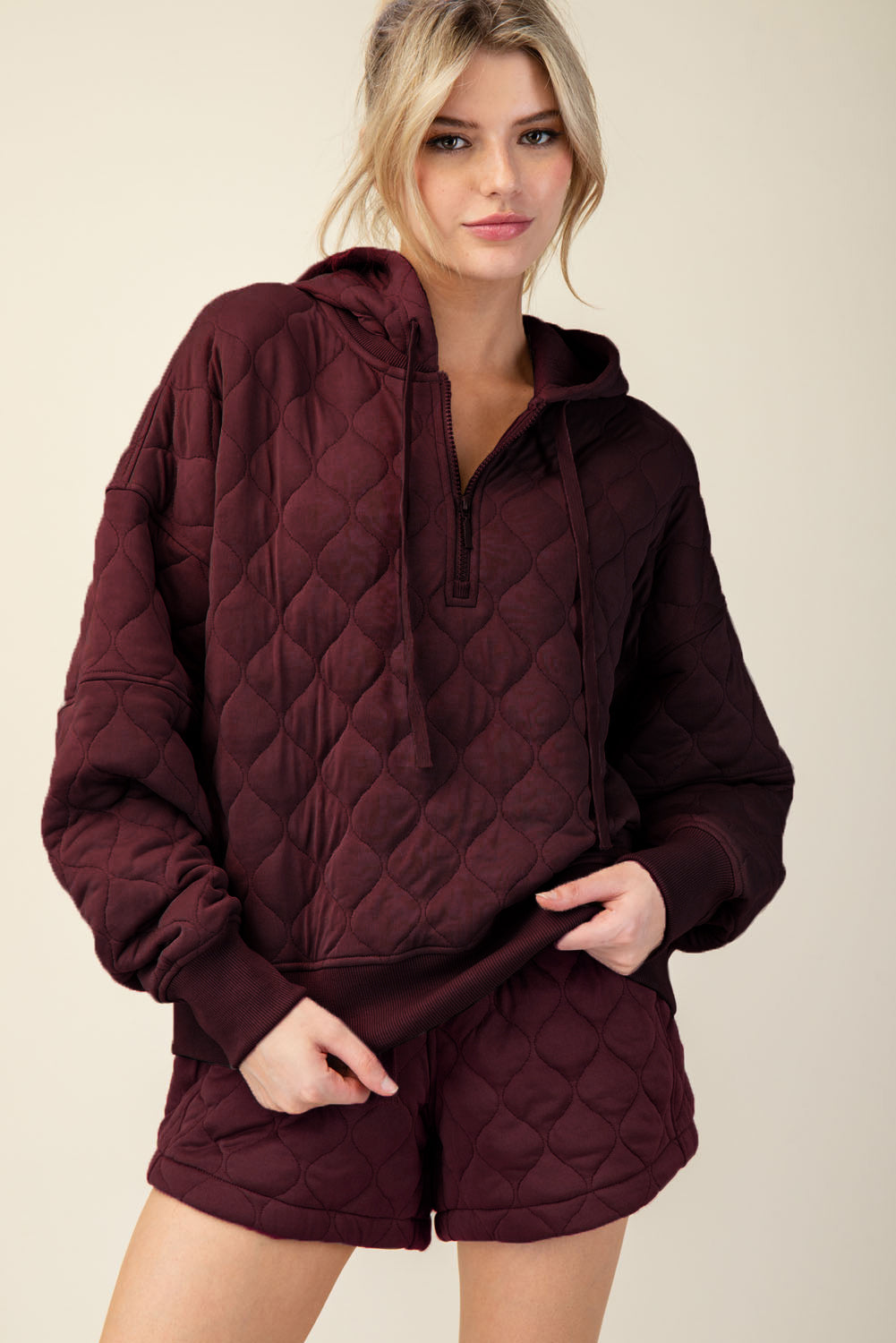 Quilted Quarter Zip Hoodie