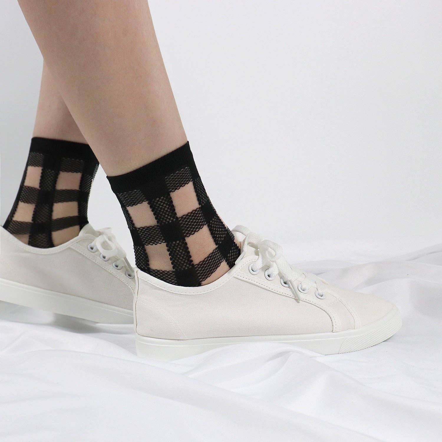 Sheer Checkered See-Through Socks