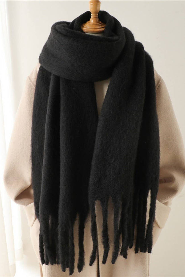 Solid Chunky Tassel Scarf