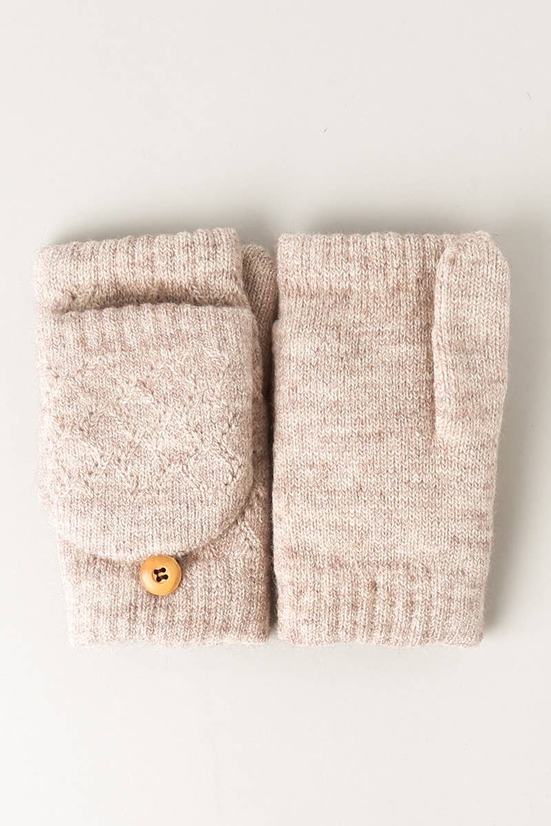 Solid Knit Convertible Fingerless Mittens Gloves