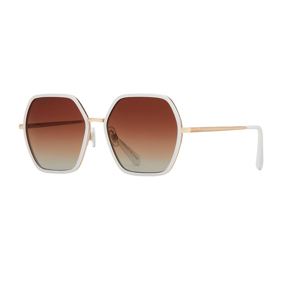 Addyson Sunglasses - White/Gold w/ Brown Polarized Lens