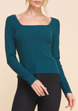 Square Neck Ribbed Pullover