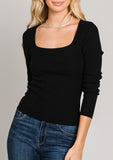 Square Neck Ribbed Pullover