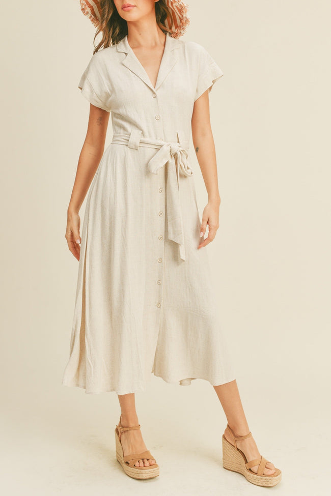 Linen Blend Shirt Dress