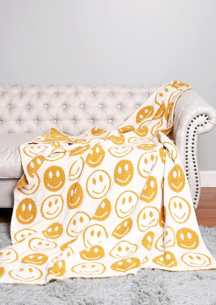 Smiley Plush Throw Blanket