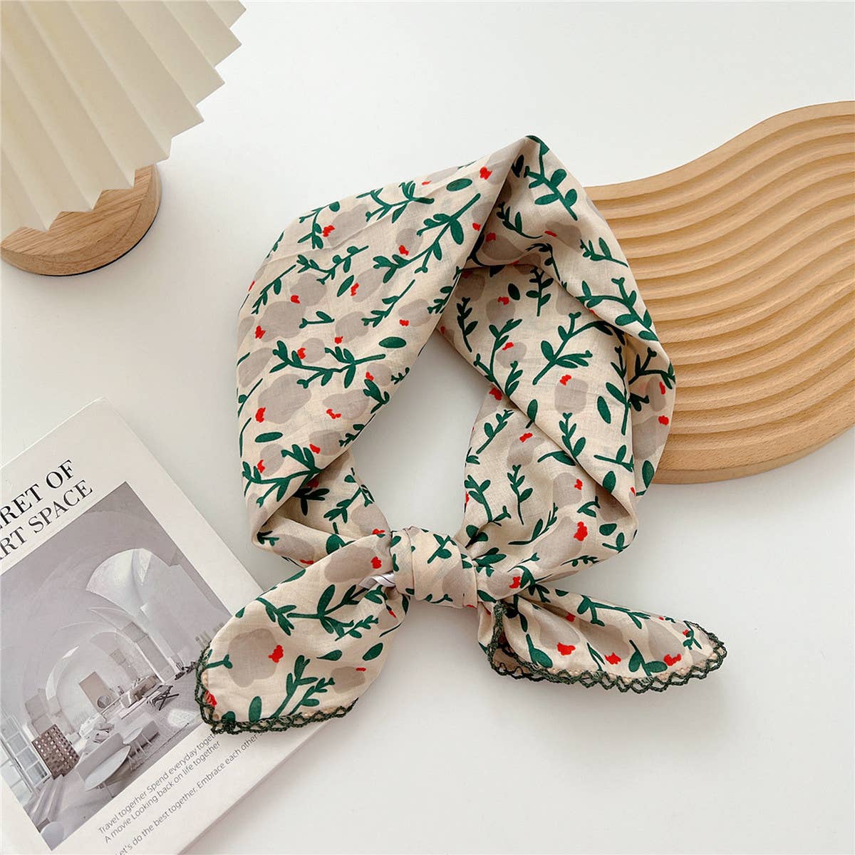 Picot Trim Bandana Scarf