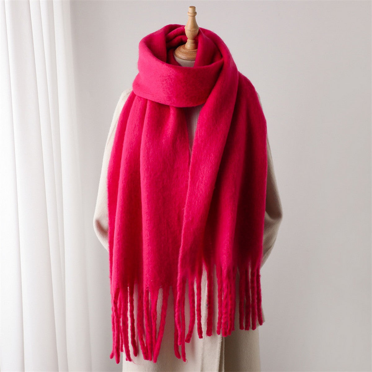Solid Chunky Tassel Scarf