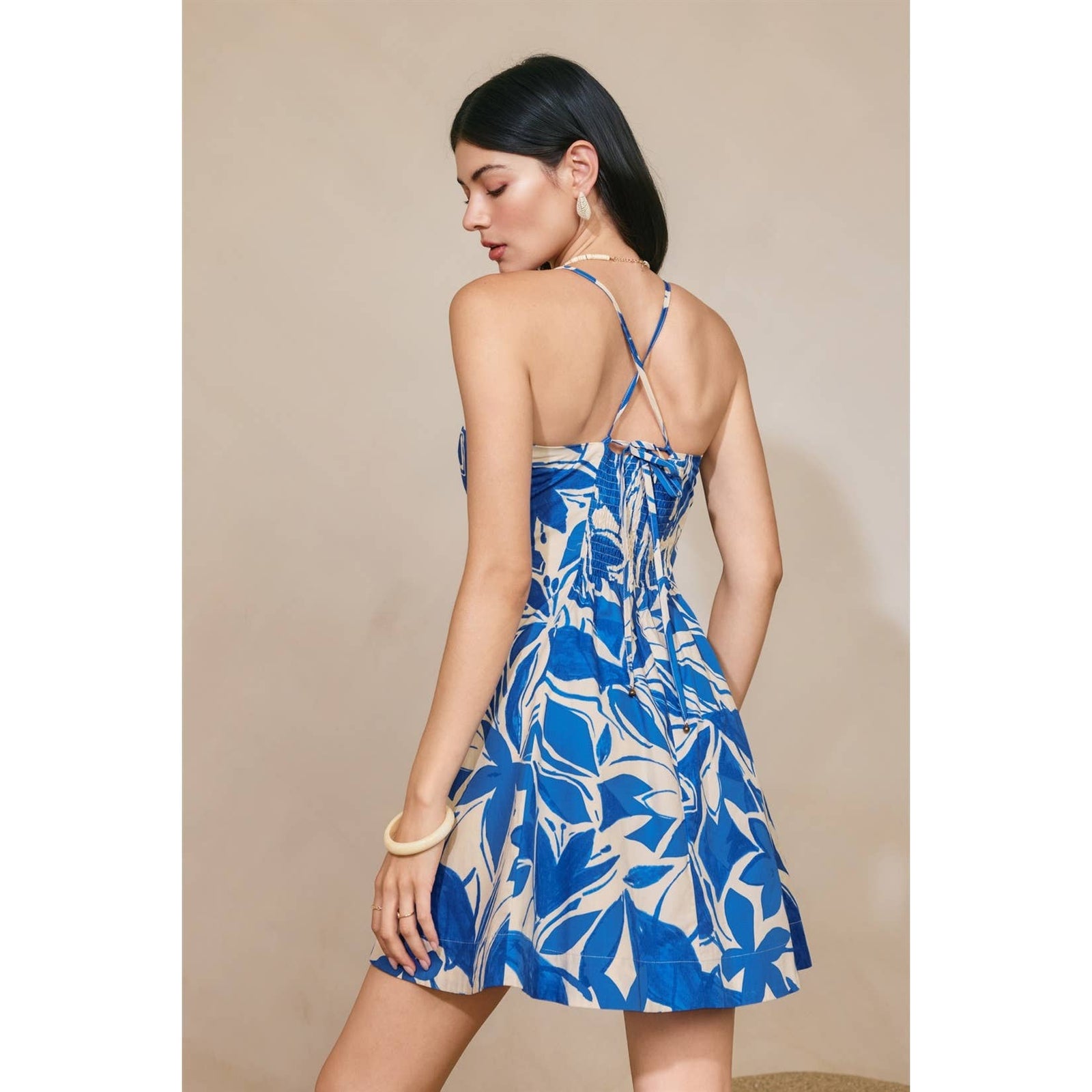 cross back mini dress Mesh Criss Cross Back Mini Dress