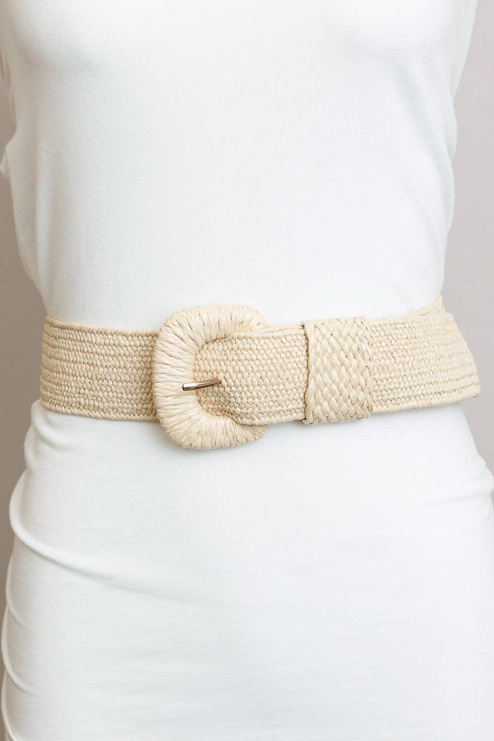 Stretch Raffia Buckle Belt