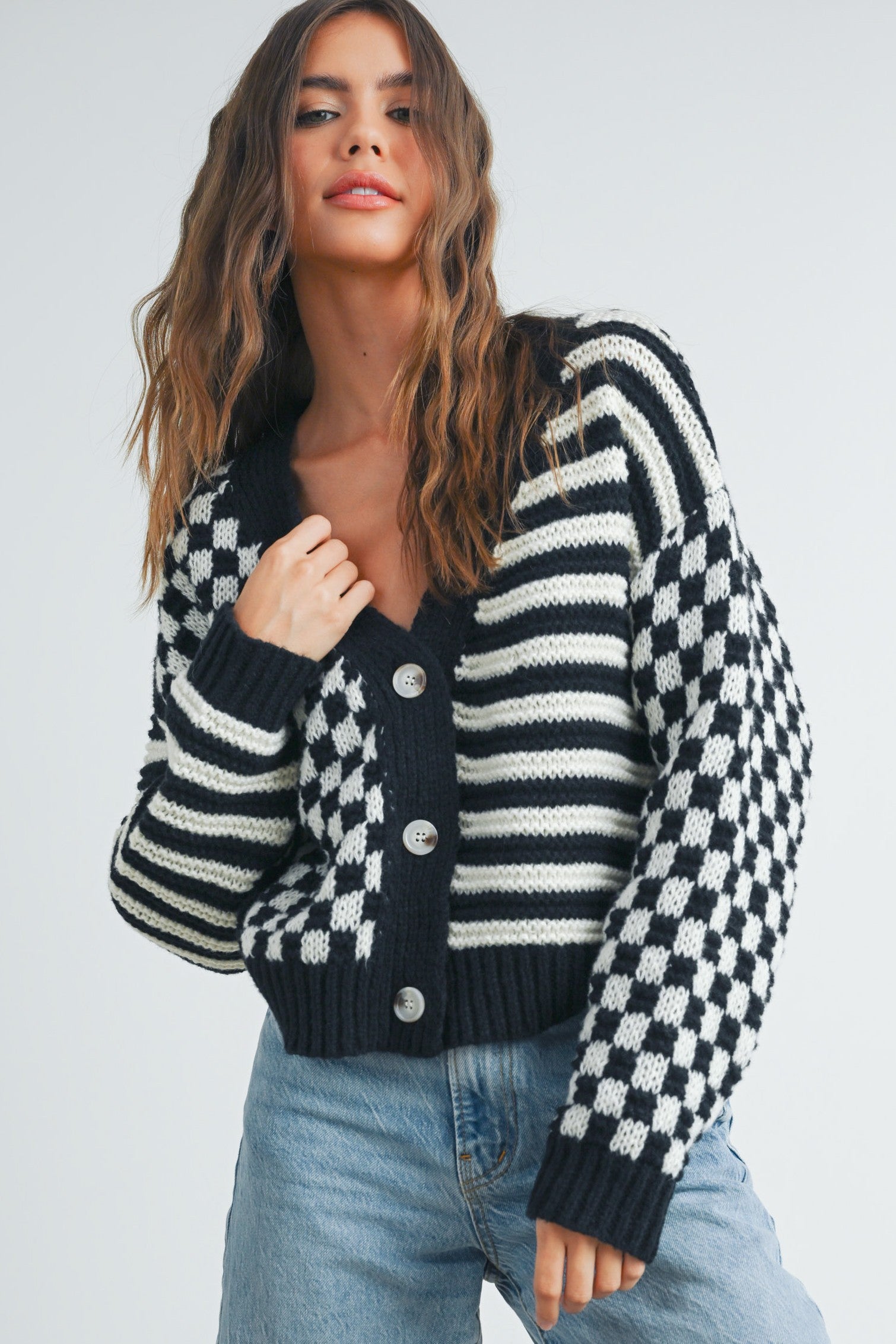 Checker Stripe Cardigan