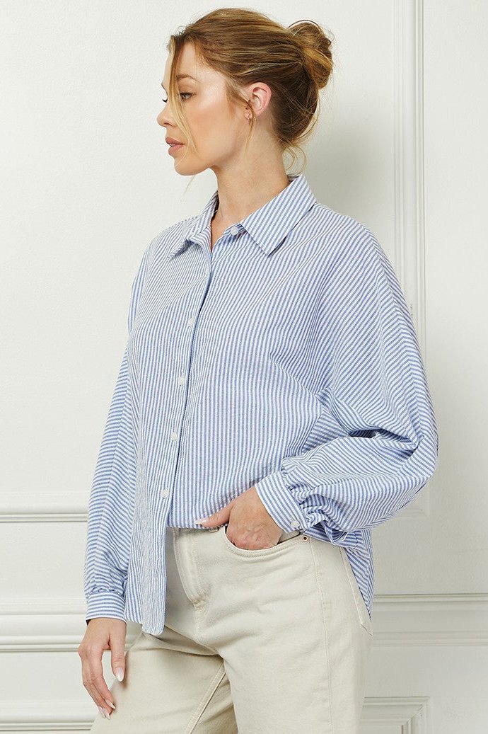 Relaxed Stripe Button Front Shirt