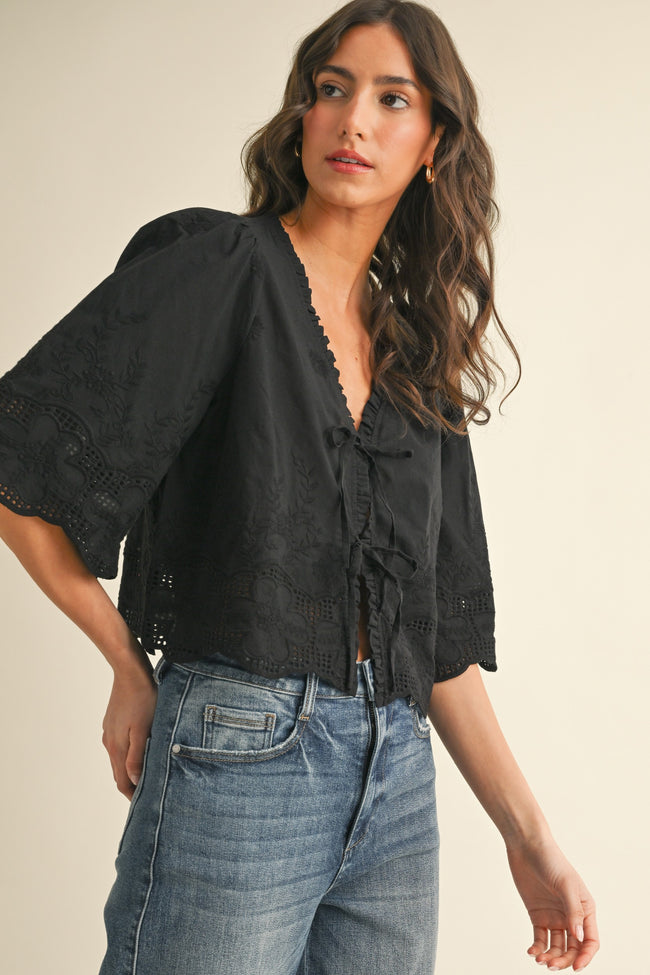 Boho Tied Lace Blouse