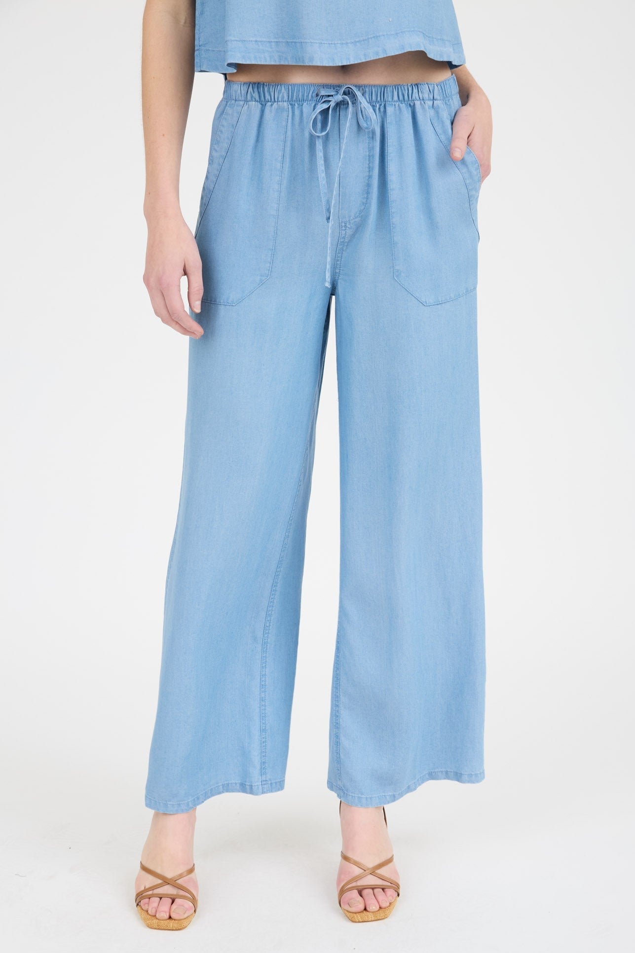 Tencel Drawstring Wide Leg Pant