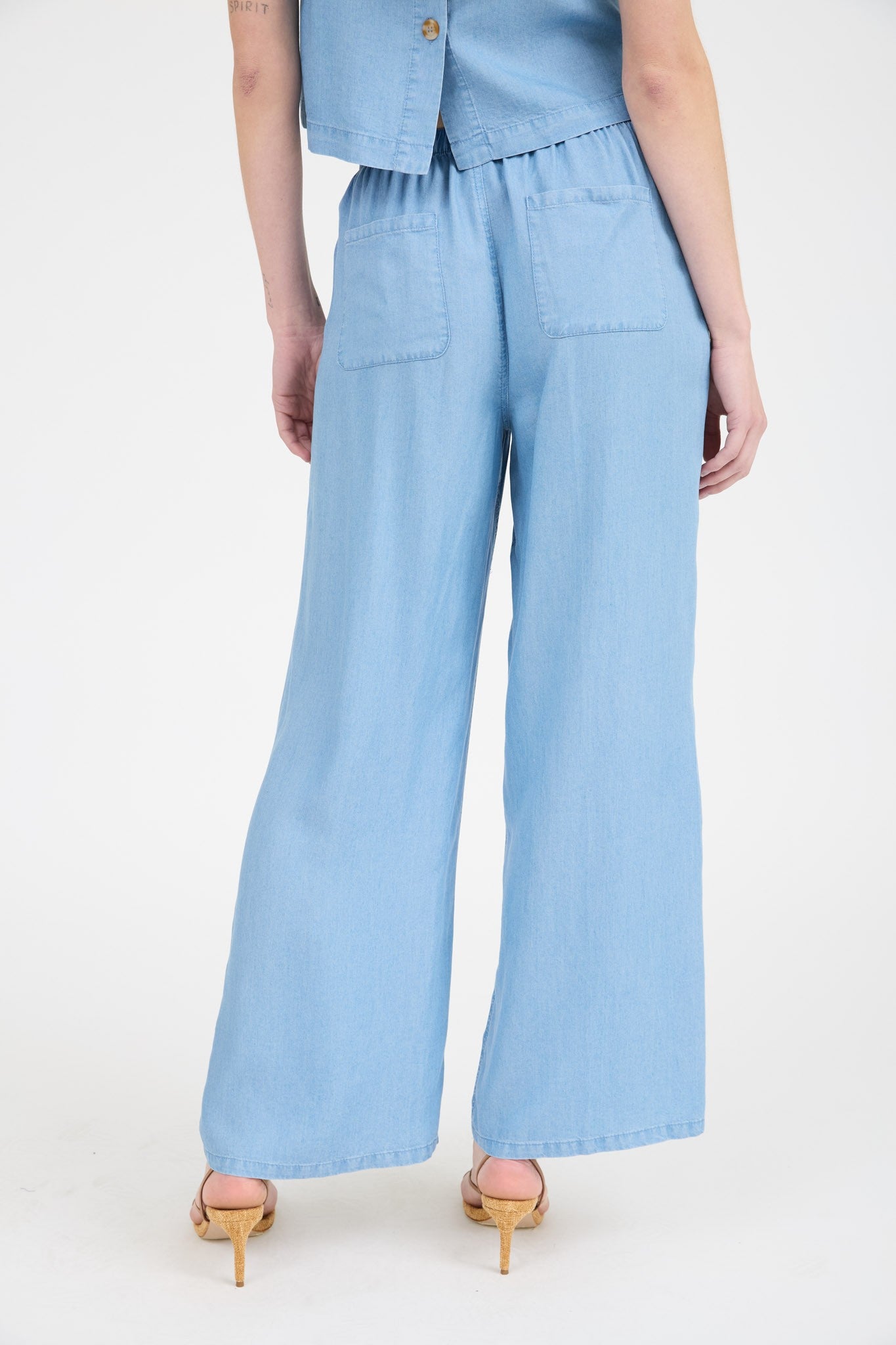 Tencel Drawstring Wide Leg Pant