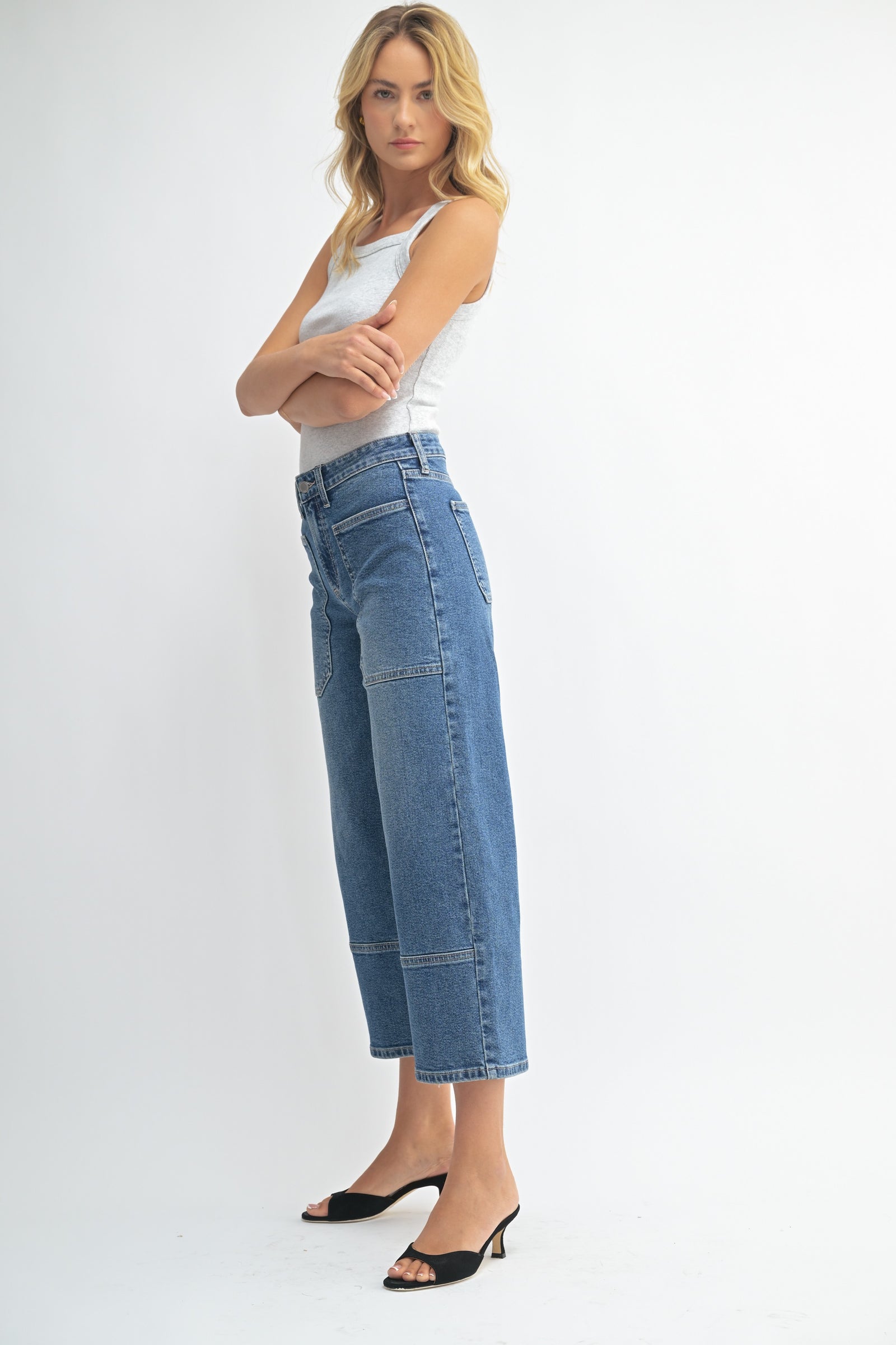 Cropped Wide Leg Jeans