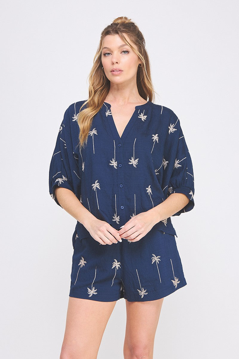 Embroidered Palm Tree Shirt
