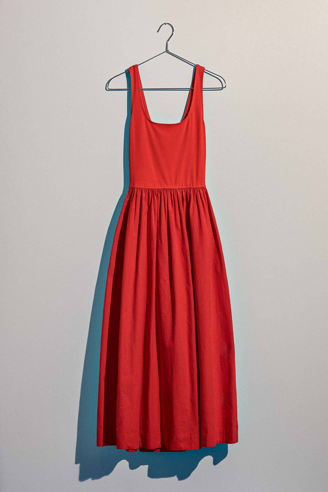 Poplin Combo Midi Dress