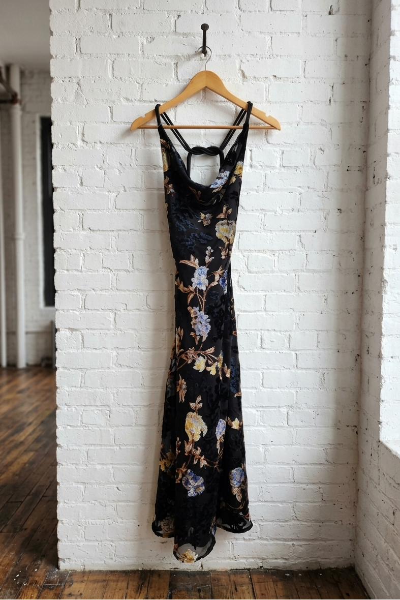Midnight Orchid Velvet Maxi Dress Large