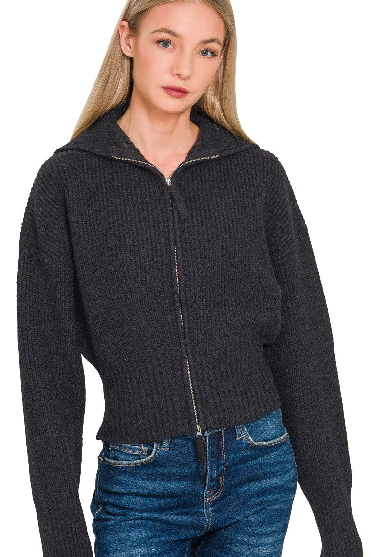 Zip Up Sweater Cardigan