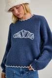 Croissant Embroidered Sweater